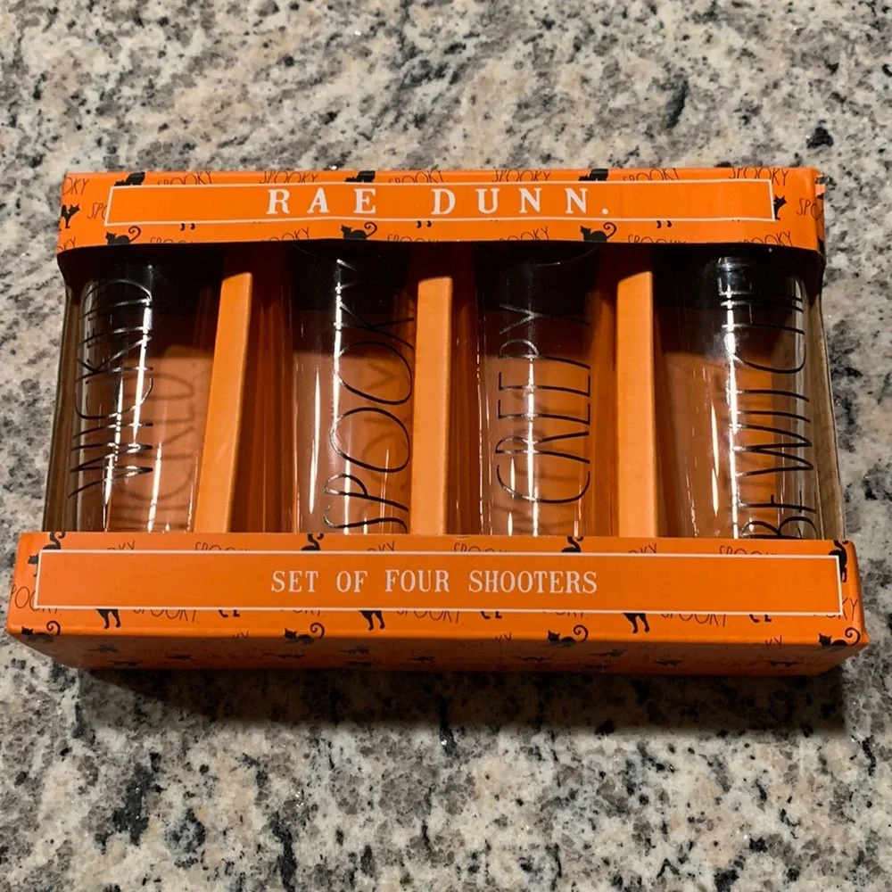 LMT: Rae Dunn Set of Four Shooter Halloween Glasses